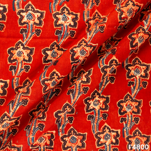 Ajrak Print Cambric Cotton Fabric- F4800